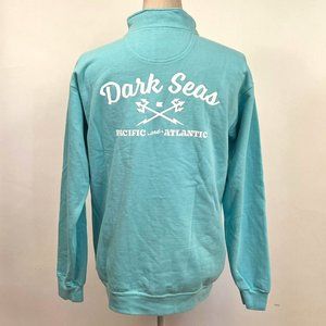 Dark Seas Pigment Mock Neck Sweatshirt "Kick Back" Aqua